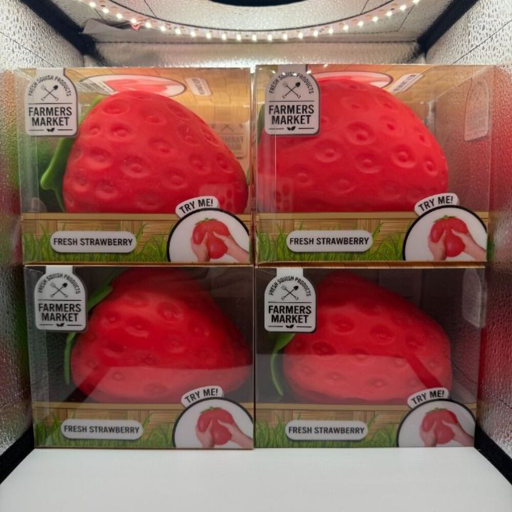 [4 PC] Sunny Days - Farmers Market: Fresh Strawberry Squishy Sensory Toy *NEW*
